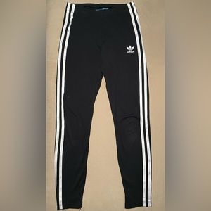 Adidas Black Leggings with White Stripes Kids Size Medium (11-12 Y)